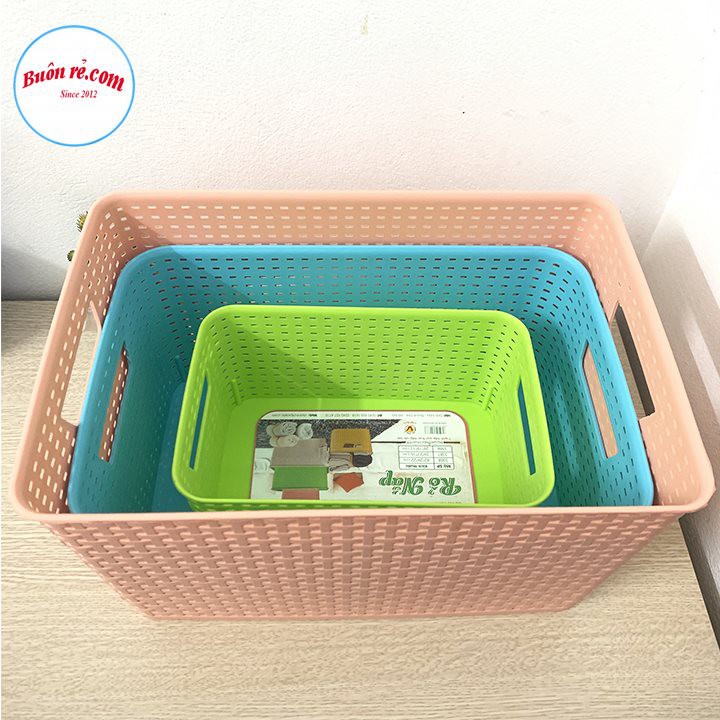 Combo 3 Giỏ nhựa có nắp Hàn Quốc size ĐẠI (3388) Việt Nhật, giỏ đựng đồ đa năng tiết kiệm không gian -Buôn rẻ 01256