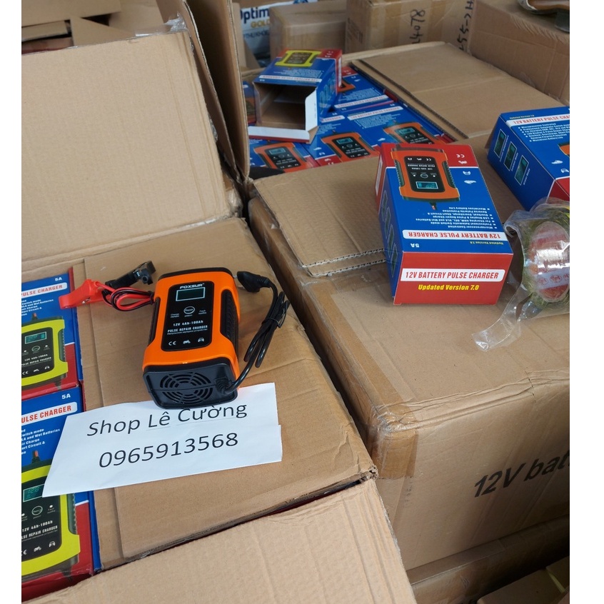 Sạc bình ắc quy oto ,xe máy 12V (4Ah-100AH) FOXSUR, tự ngắt khi đầy , bảo dưỡng phục hồi ắc quy bằng khử sunfat