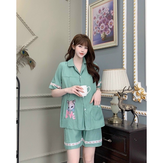 Bộ Bầu pijam đùi có khoá ti dùng được cả sau sinh☘️kiểu dáng siêu đẹp,có chun chỉnh ☘️