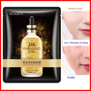 Mặt Nạ Giấy Dưỡng Da 24K Venzen Tinh Chất Vàng Kiềm Dầu, Dưỡng Ẩm Da
