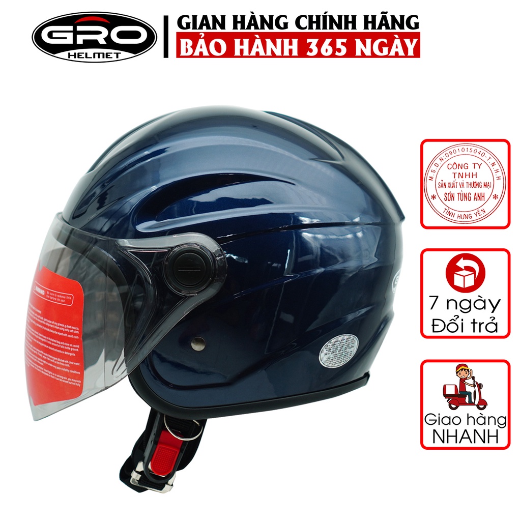 Mũ bảo hiểm cả đầu Gro T318 V3 có kính, nhựa ABS bền đẹp, khóa kim loại chắc chắn, mút xốp dày dặn - nhiều màu