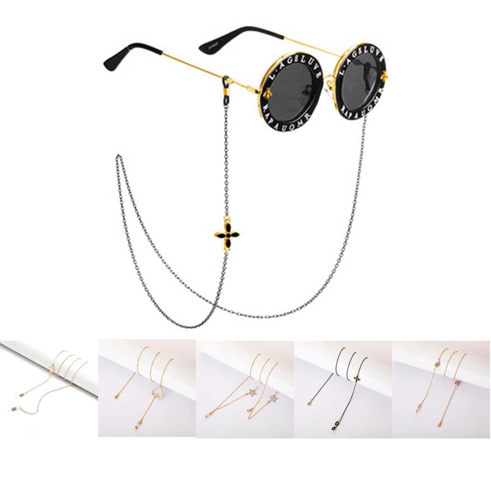 Dây Đeo Kính Đeo Cổ Bằng Hợp Kim Mạ Vàng Mặt Dầu Hình Trái Tim Dễ Thương