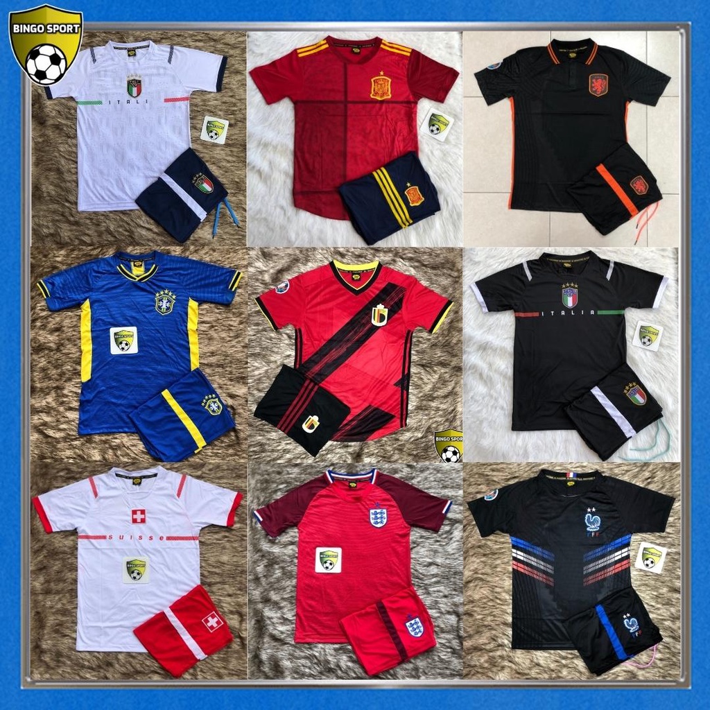 ✌▦Quần Áo Bóng Đá Tuyển HÀ LAN, Ý, TÂY BAN NHA, PHÁP, BỈ, BRAZIL, ANH, THUỴ SĨ - WORLD CUP, EURO Thun Lạnh BINGO SPORT