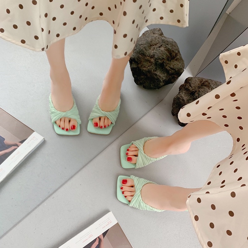 ✨💕Giày cao gót 5 phân, quai vải xoắn chéo màu siêu ngọt ạ