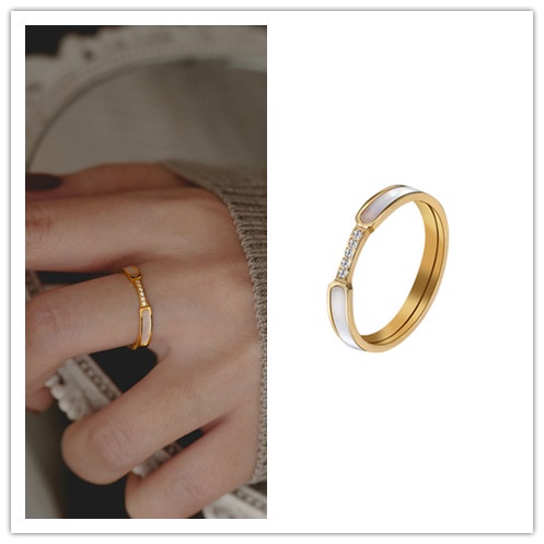 Nhẫn Đeo Tay Bằng Thép Titan Màu Vàng Cỡ 6-9 Phong Cách retro Thời Trang Cho Nữ