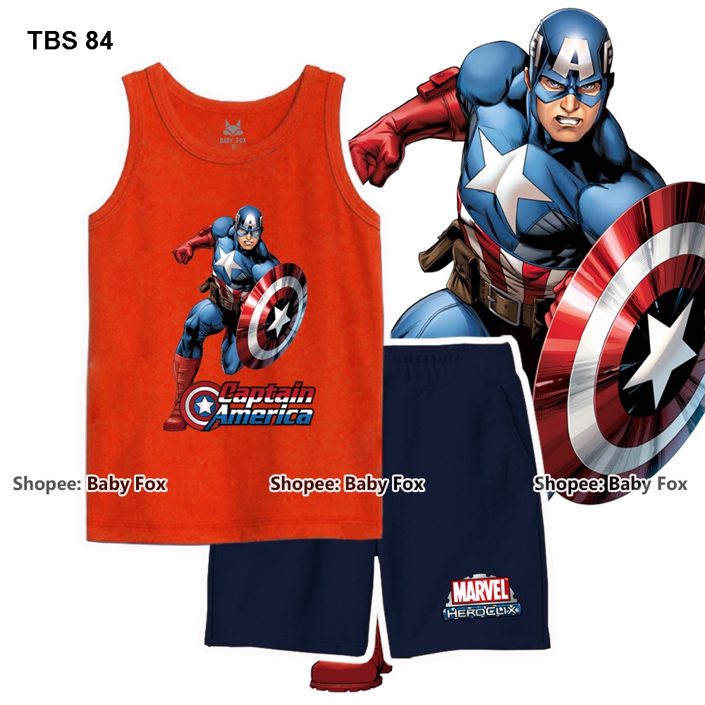 Bộ thun bé trai sát nách 100% cotton cao cấp, BABY FOX, hình người nhện, người sắt i