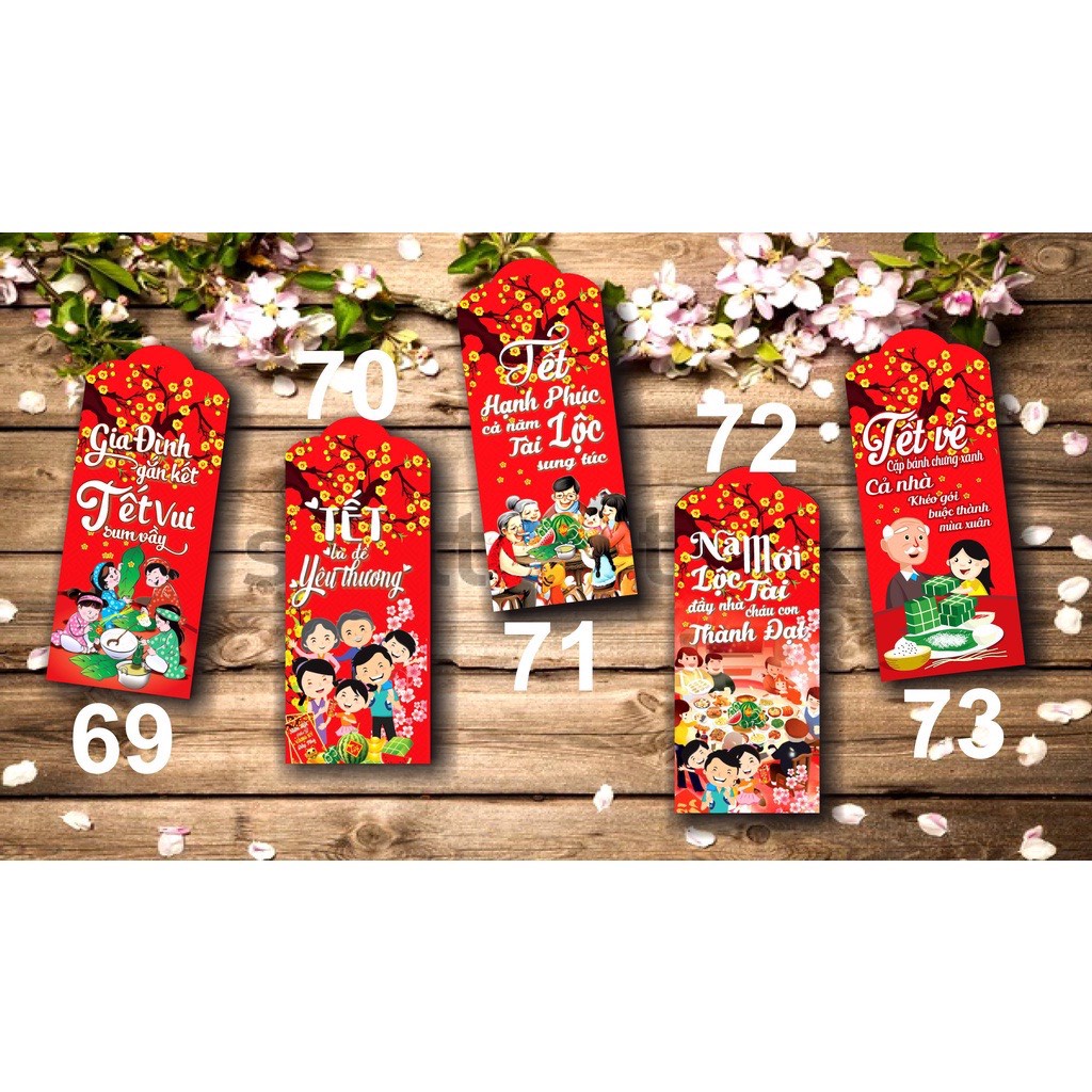 Bao lì xì tết 2023 Combo 50 bao giá sỉ đẹp độc lạ [80 mẫu] theo yêu cầu