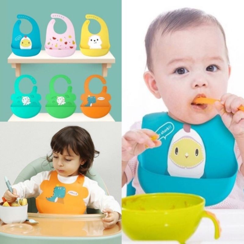 Ninikids: Yếm máng nhựa dẻo, yếm ăn dặm, yếm silicon