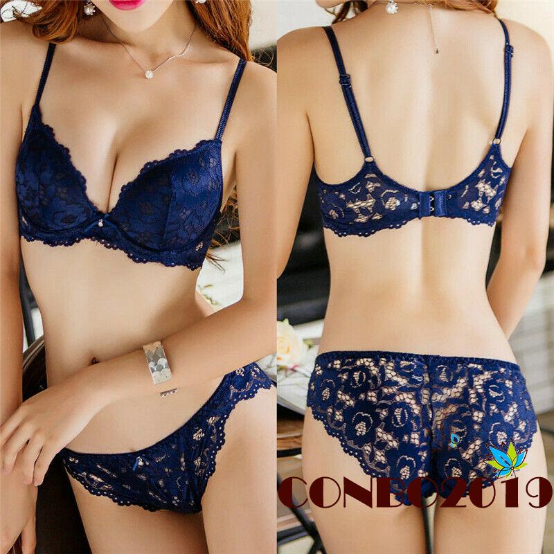 Bộ Đồ Lót 2 Mảnh Phối Ren Hoa Cúp Ngực Lưng Thấp Có Đệm Ngực Và Quần Lót Lưng Thấp Thời Trang Cho Nữ