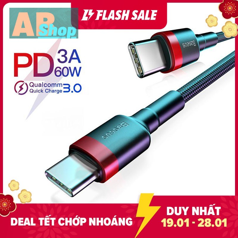 Cáp sạc nhanh Baseus 2 cổng Type-C PD 60W - Cáp sạc nhanh Baseus 2 cổng Type-C PD 60W