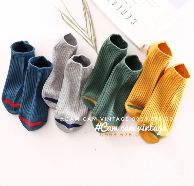 Tất vớ nam nữ cổ ngắn vớ vintage cổ ngắn tất cực xinh mềm mịn bền