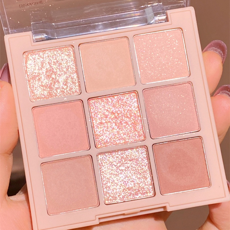 DIKALU 9 Màu Lấp Lánh Matte Eyeshadow Palette Bền Đẹp Long Lanh Nude Sắc Tố Trung Lập Phấn Mắt Trang Điểm Cho Đôi Mắt