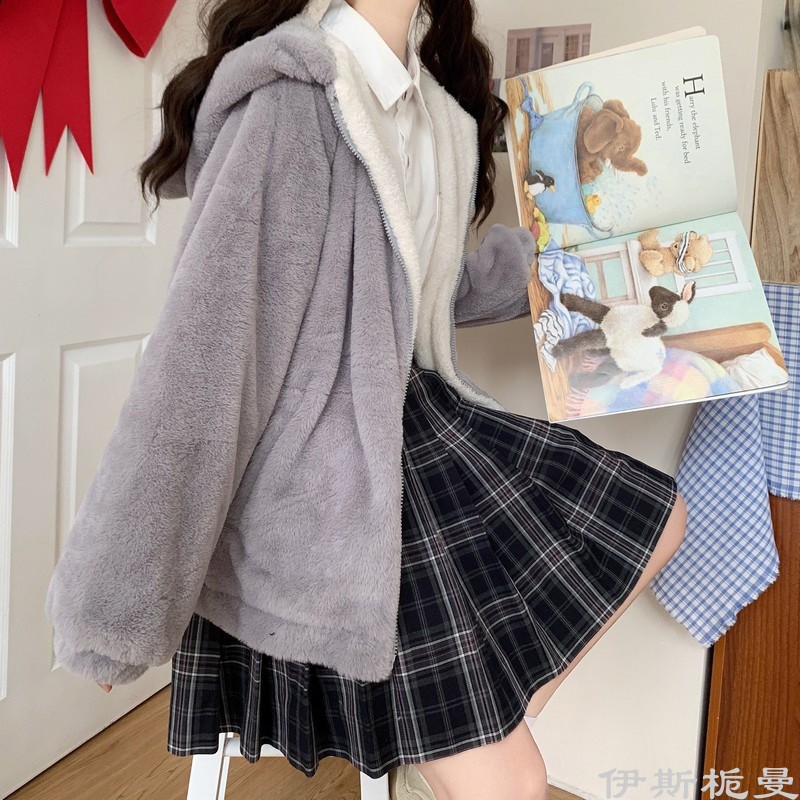 🍁HÀNG MỚI VỀ🍁Áo khoác lông nữ - áo khoác nữ mũ tai gấu siêu đáng yêu HOT 2020 | BigBuy360 - bigbuy360.vn