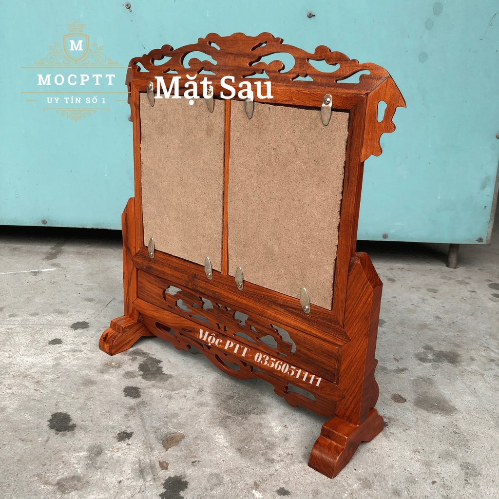 Khung ảnh thờ đôi gỗ hương đá mẫu hoa lá tây kích thước 18 x 24 cm và 20 x 30 cm đồ dùng phòng thờ