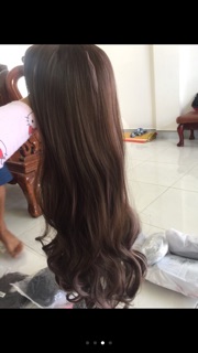 Tóc cao cấp chịu nhiệt nâu line tím