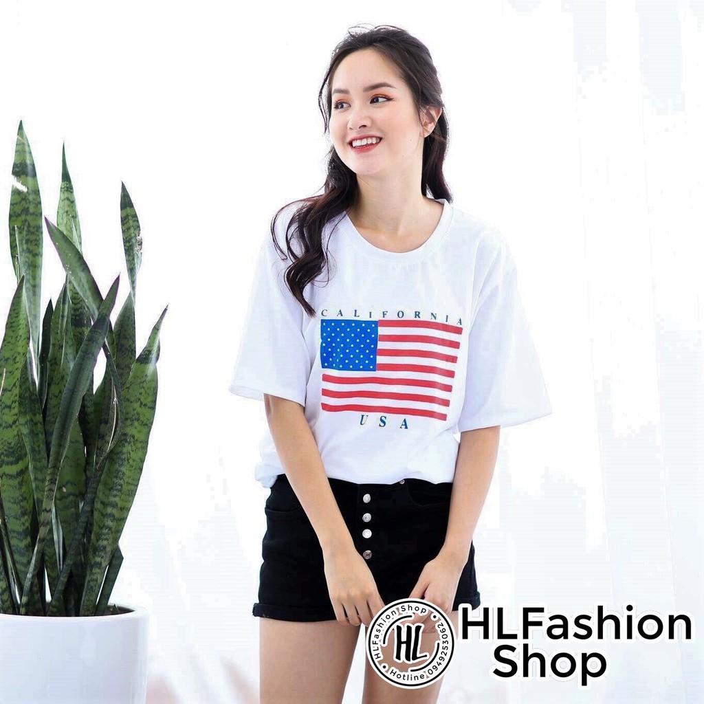 Áo thun tay lỡ california siêu xinh, áo phông rộng size HLFashion | BigBuy360 - bigbuy360.vn