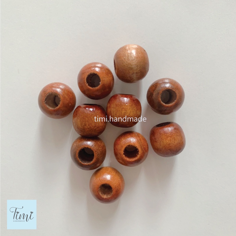 10 hạt gỗ tròn phủ bóng nhiều màu size 16mm/20mm làm macrame, trang trí, thủ công