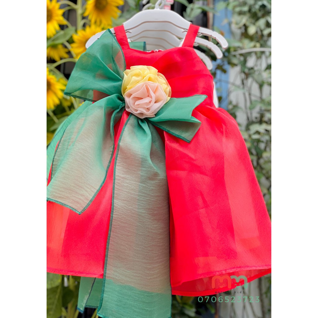 Đầm công chúa dự tiệc xinh xắn cho bé gái, đầm thiết kế chất liệu Organza cao cấp cho bé 8kg đến 21kg