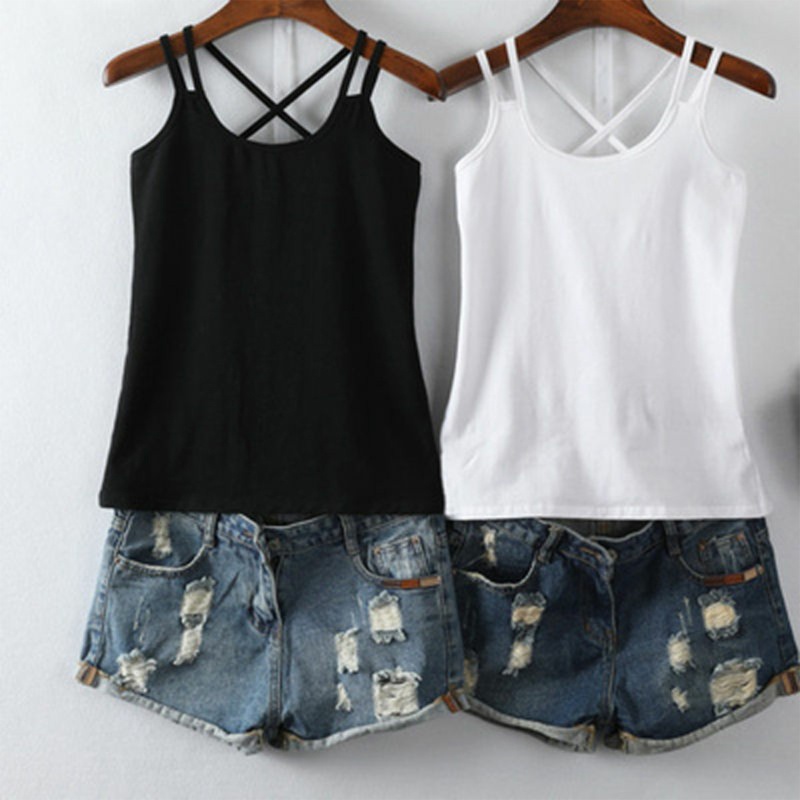 ✿ Áo Croptop Hai Dây Thời Trang Mùa Hè Dễ Phối Đồ Cho Nữ
