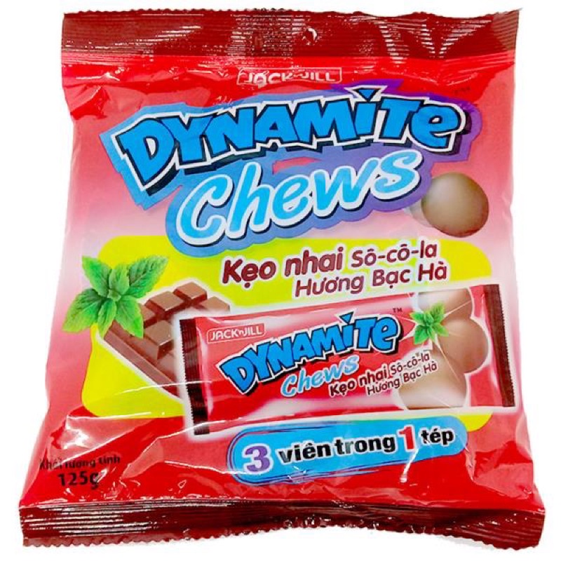 Kẹo socola bạc hà 3 viên Dynamite Chews 125g