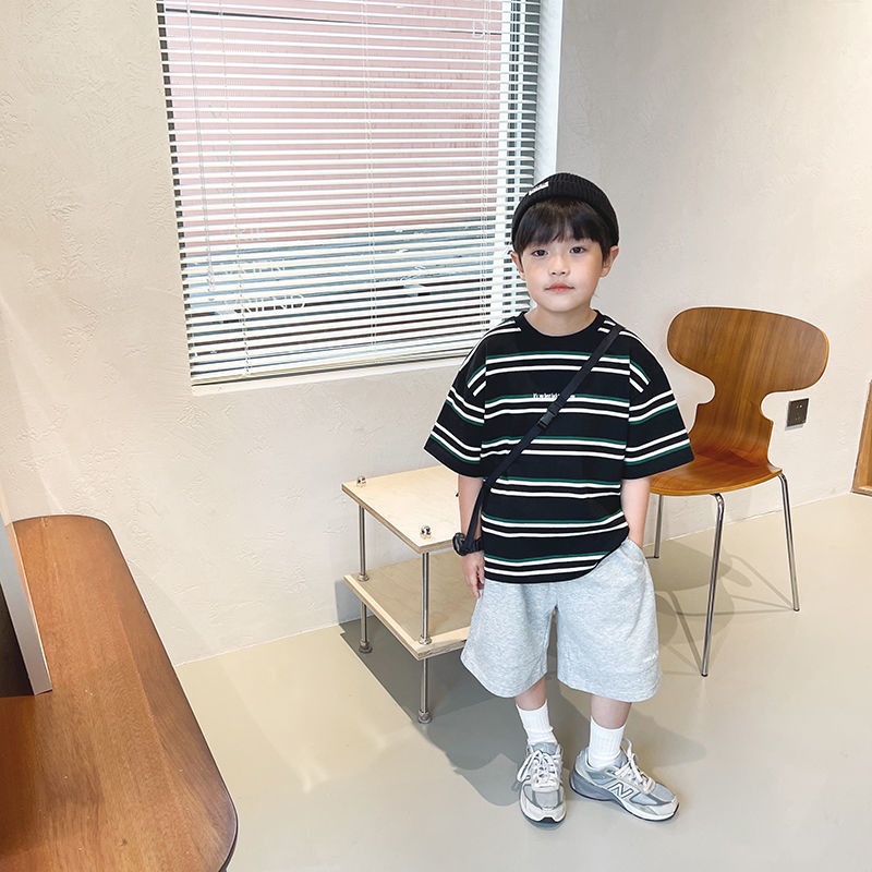 Áo Thun Cotton Ngắn Tay Dáng Rộng Phong Cách Mới Cho Bé Trai