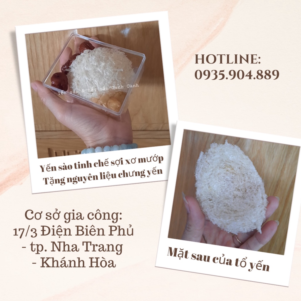 Tổ Yến Sào Tinh chế sợi ngắn tặng kèm nguyên liệu chưng