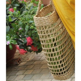 Giỏ cói đan thủ công đi chợ/ siêu thị