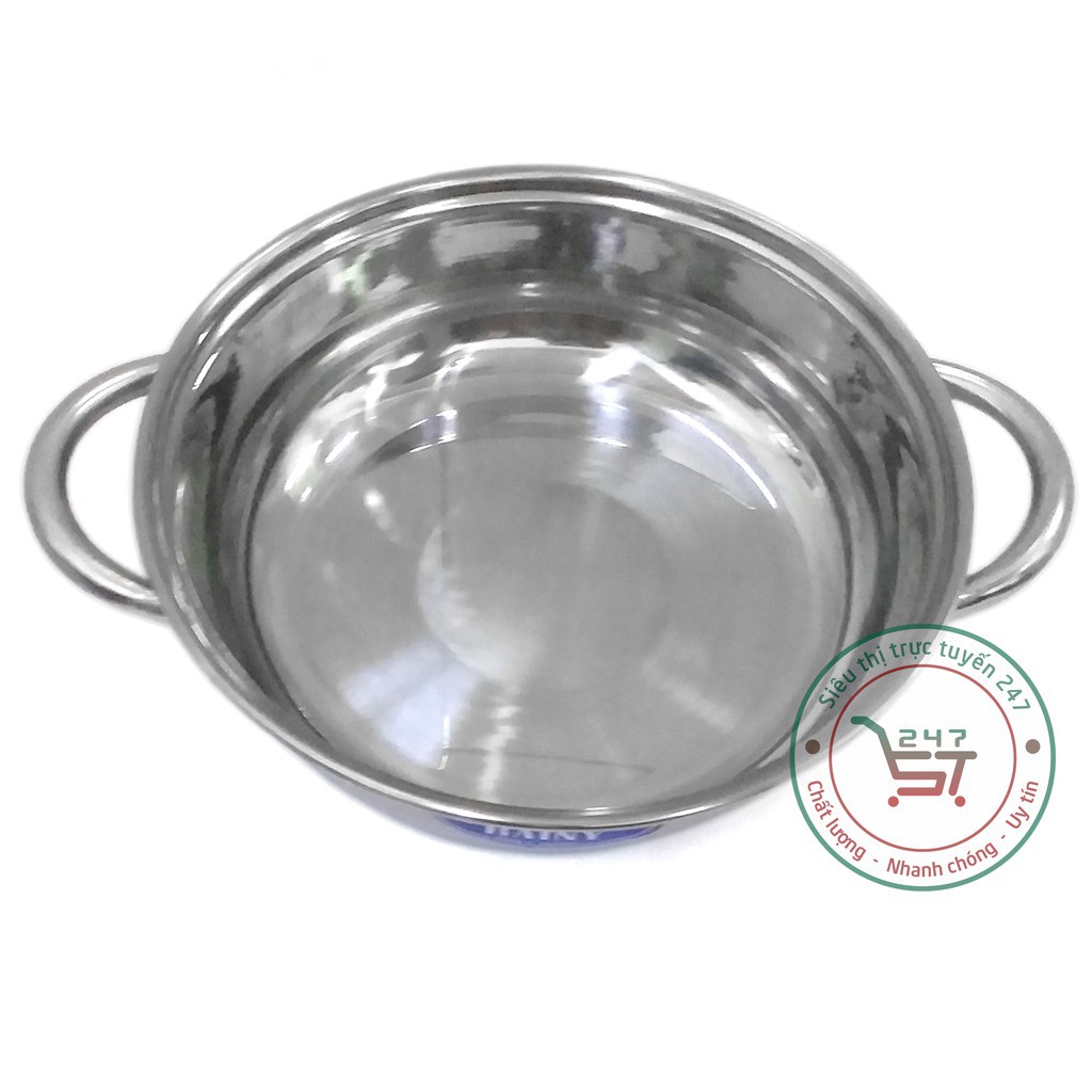 Nồi lẩu Inox 22-24 cm 5 rem nắp inox bền đẹp sáng bóng