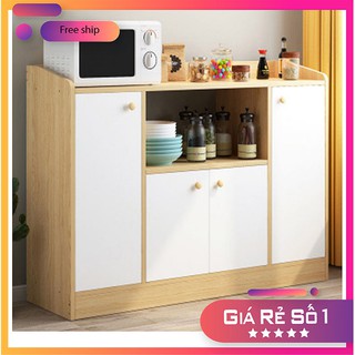 Tủ bếp gỗ 4 cánh để lò vi sóng phong cách hiện đại dài 1m2, tủ gỗ đựng đồ đa năng TUR001