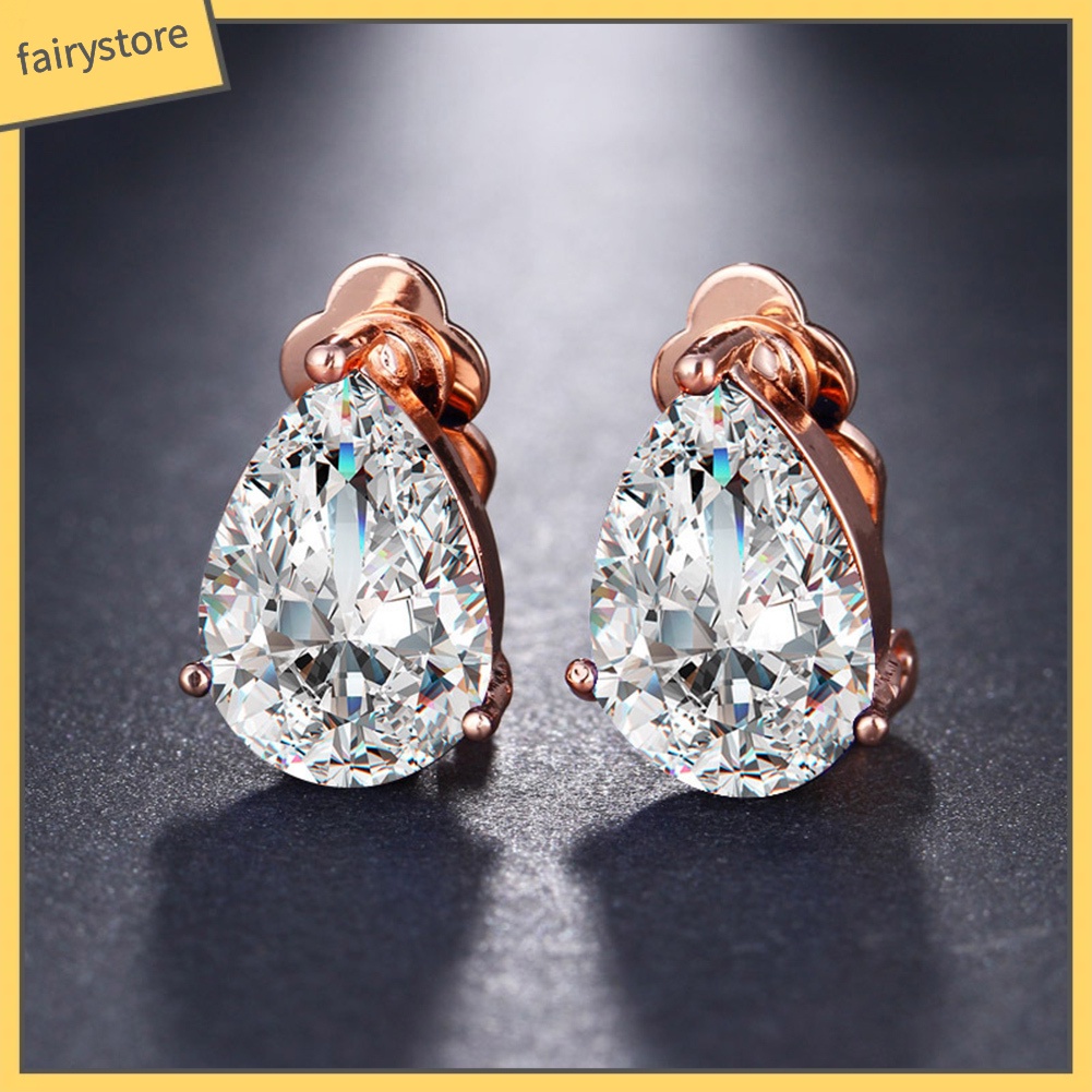 Bông Tai Đính Đá Hình Giọt Nước Thời Trang Cho Nữ