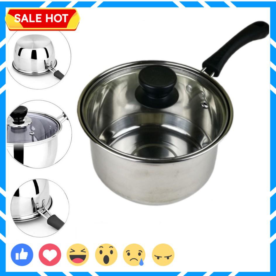 Nồi Nấu Bột, Nấu Cháo Đồ Ăn Dặm Cho Bé Inox 304 Size 18Cm Dày Dặn, Cao Cấp