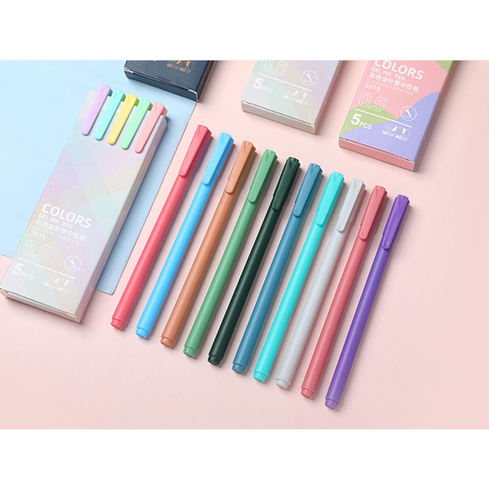 Kit 5 Bút Gel Màu Mực Ngòi 0.5mm Nhiều Màu Sắc Bút Kaco