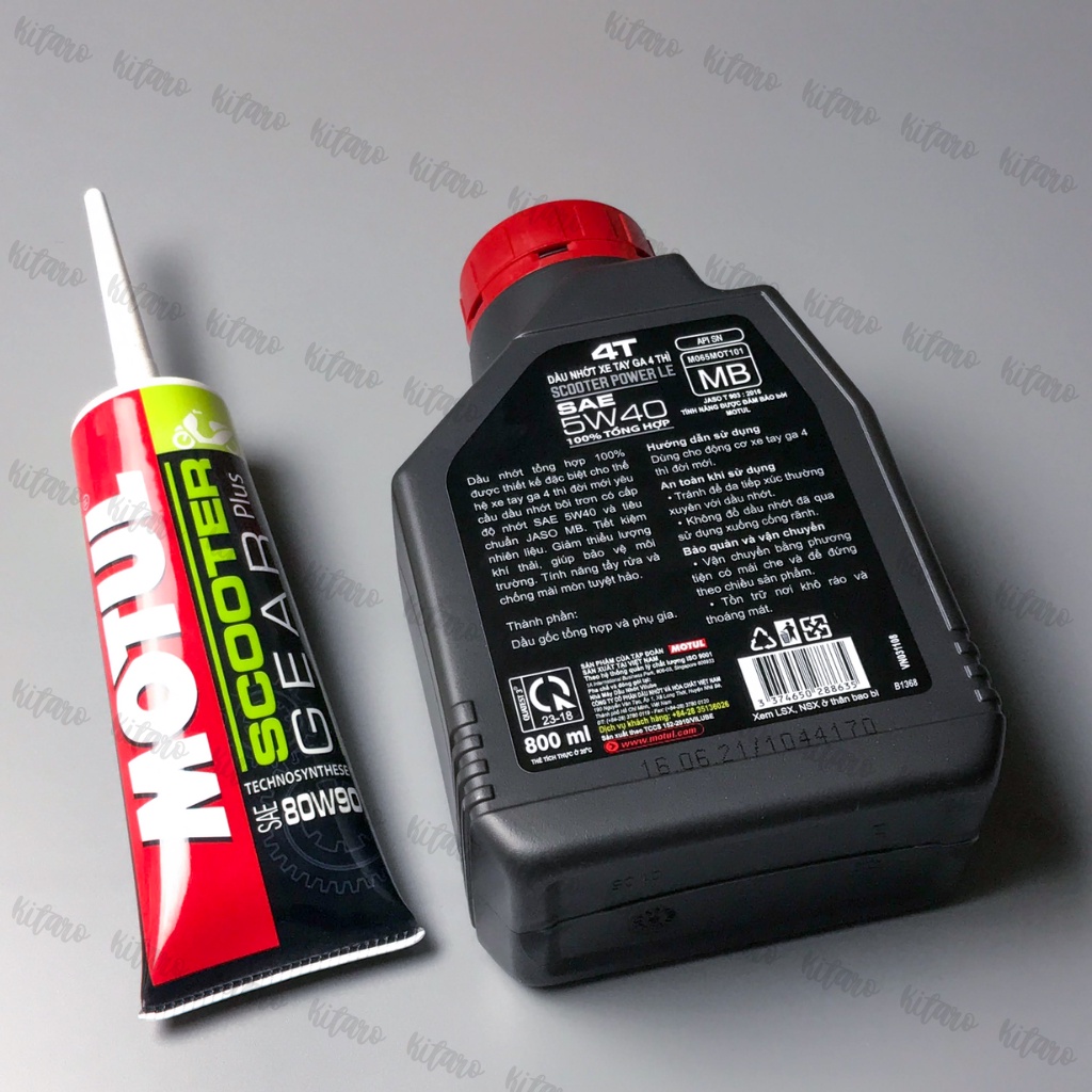 Combo nhớt xe tay ga  Dầu Motul scooter power le 5w40 800ml + nhớt hộp số