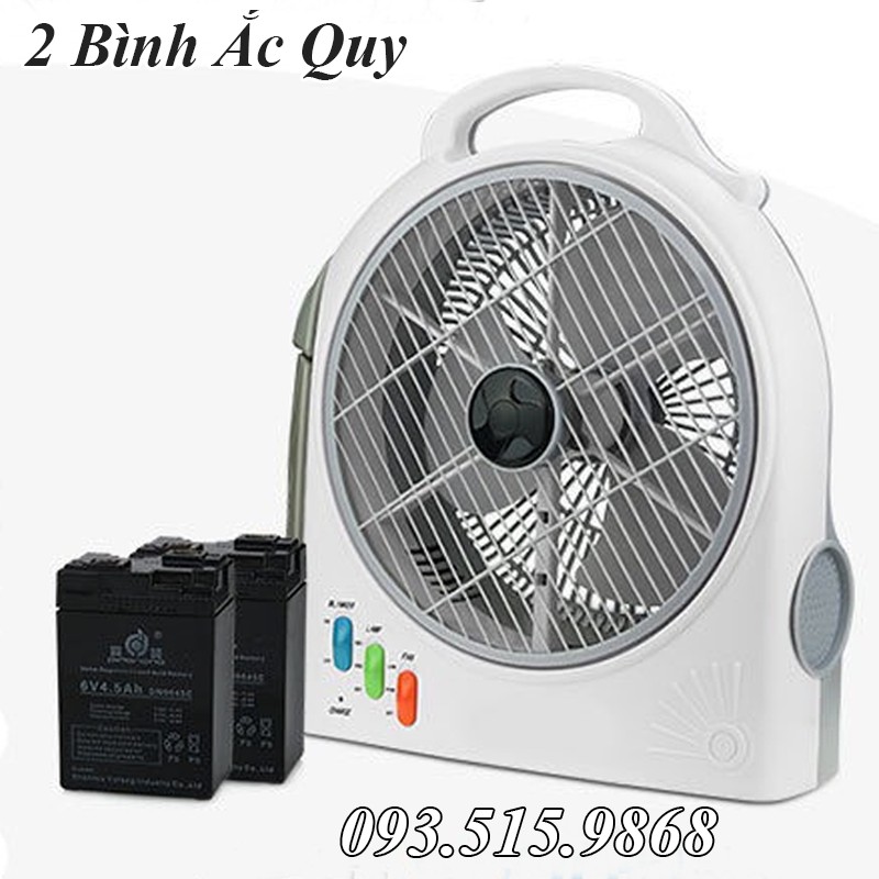 Quạt Sạc Tích Điện MELODY FAN - Quạt Tích Điện Dạng Hộp Hai Bình Ắc Quy Sử Dụng Thời Gian 8 Tiếng, Có Đèn Led Siêu Sáng