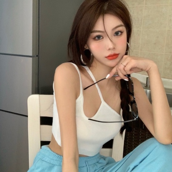 Áo dệt kim ihkke 2 dây dáng ôm quyến rũ thời trang cho nữ