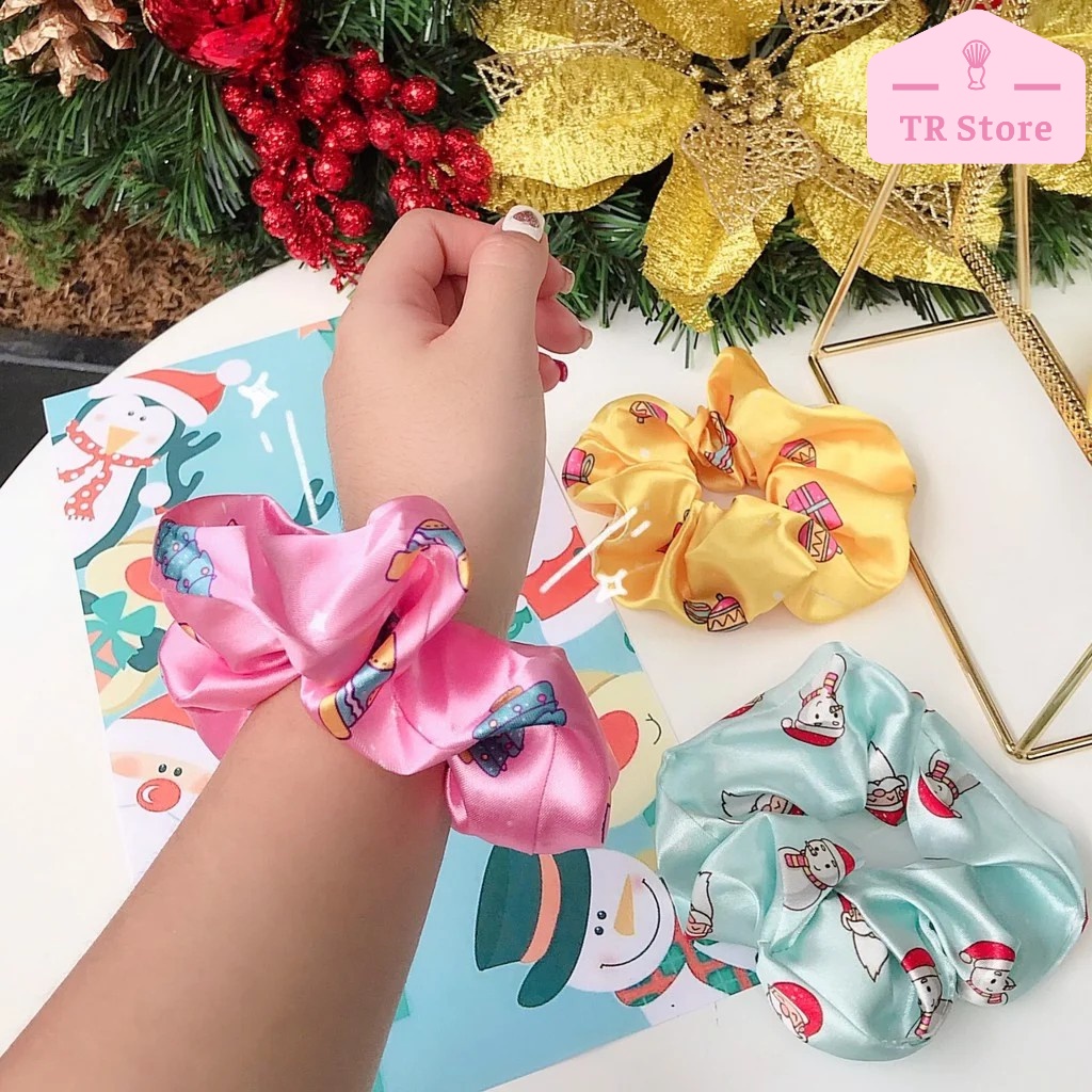 Cột tóc Scrunchies Giáng Sinh, buộc tóc Noel dịp lễ