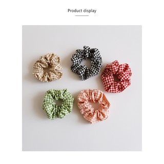 Dây cột tóc kẻ caro vải lưới Scrunchies