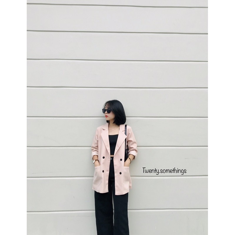 ÁO BLAZER BEIGE 2 LỚP STYLE ULZZANG HÀN QUỐC p