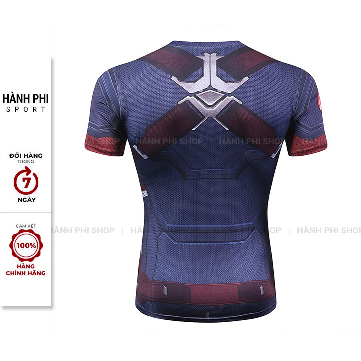 Áo Thể Thao Nam Siêu Anh Hùng CAPTAIN AMERICA - Áo Thun Tập GYM Nam Nữ Ôm Body AO02 HÀNH PHI SPORT