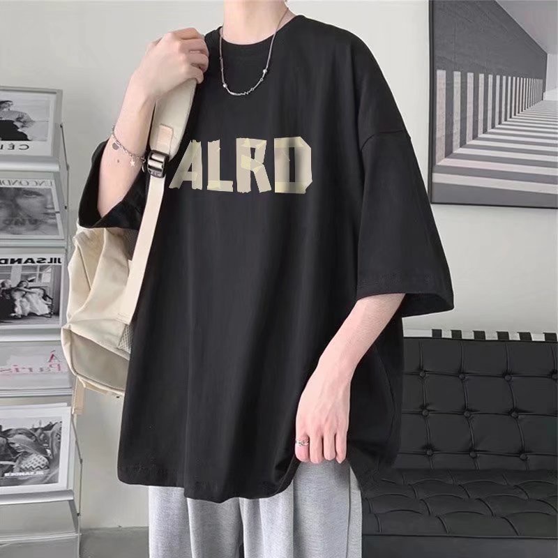 【M-8XL】Áo Thun Dáng Rộng Cổ Thuyền In Chữ Xu Hướng Đường Phố Hip Hop Thời Trang Mùa Hè Cho Nam Và Nữ