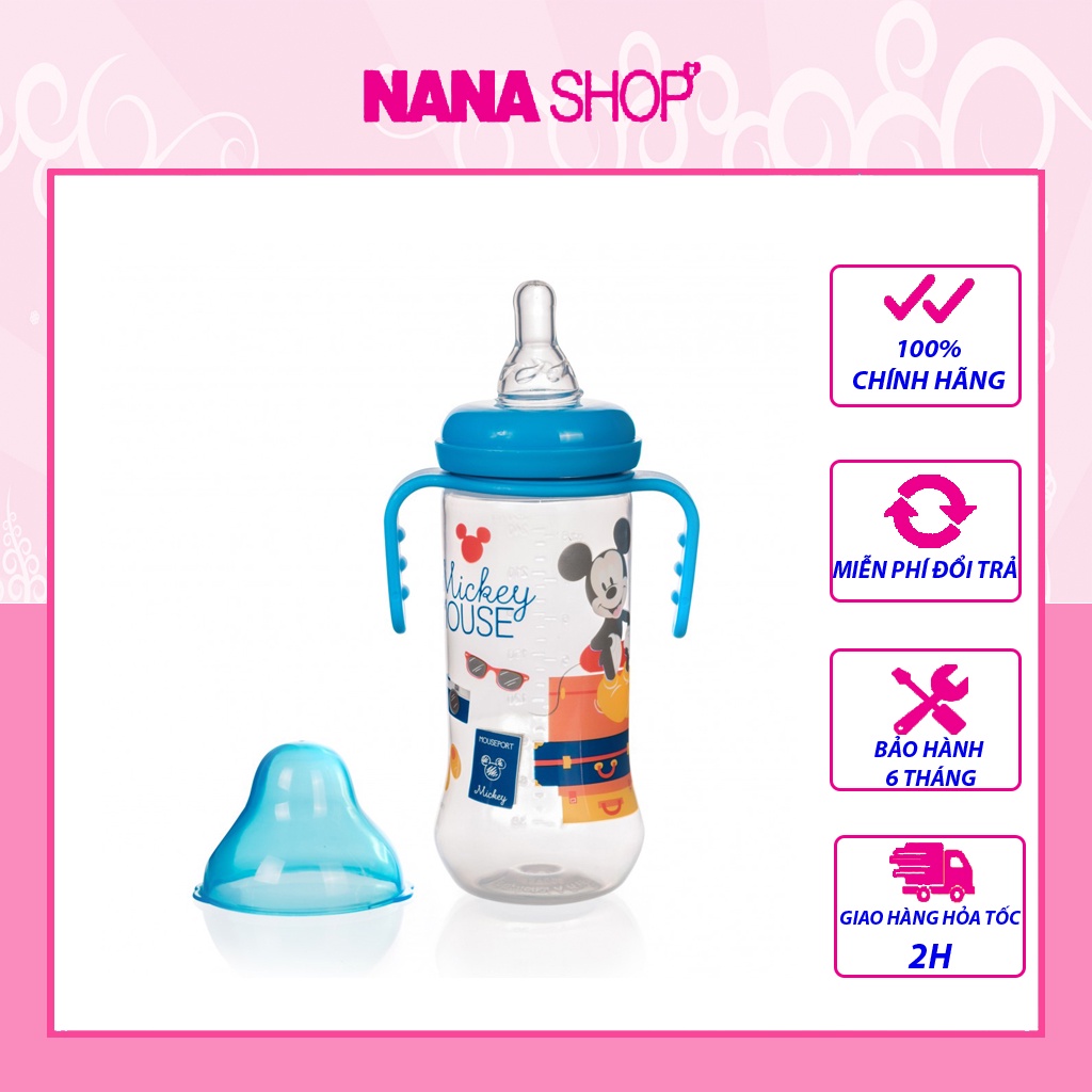 Bình sữa có tay cầm Disney Thái Lan DN80131 250ml/8oz , núm size L phù hợp 6 month+