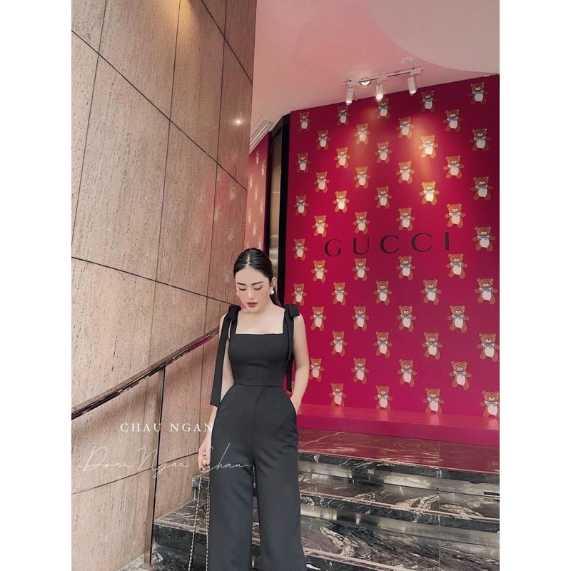 JUMPSUIT QUẦN ỐNG RỘNG NƠ VAI
