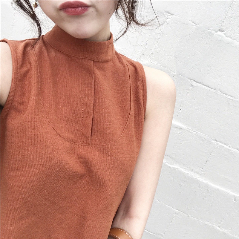 Áo Không Tay Màu Trơn Phối Bèo Phong Cách Hàn Quốc Thời Trang Mùa Hè Mới Cho Nữ