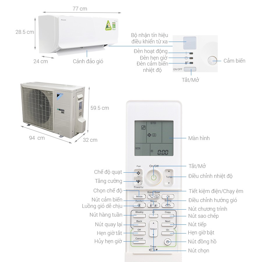 Máy lạnh Daikin Inverter 1.5 HP FTKM35SVMV (Miễn phí giao tại HCM-ngoài tỉnh liên hệ shop)