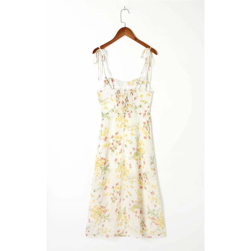 Đầm dây họa tiết hoa phong cách Hàn Quốc cổ điển thời trang dành cho nữ