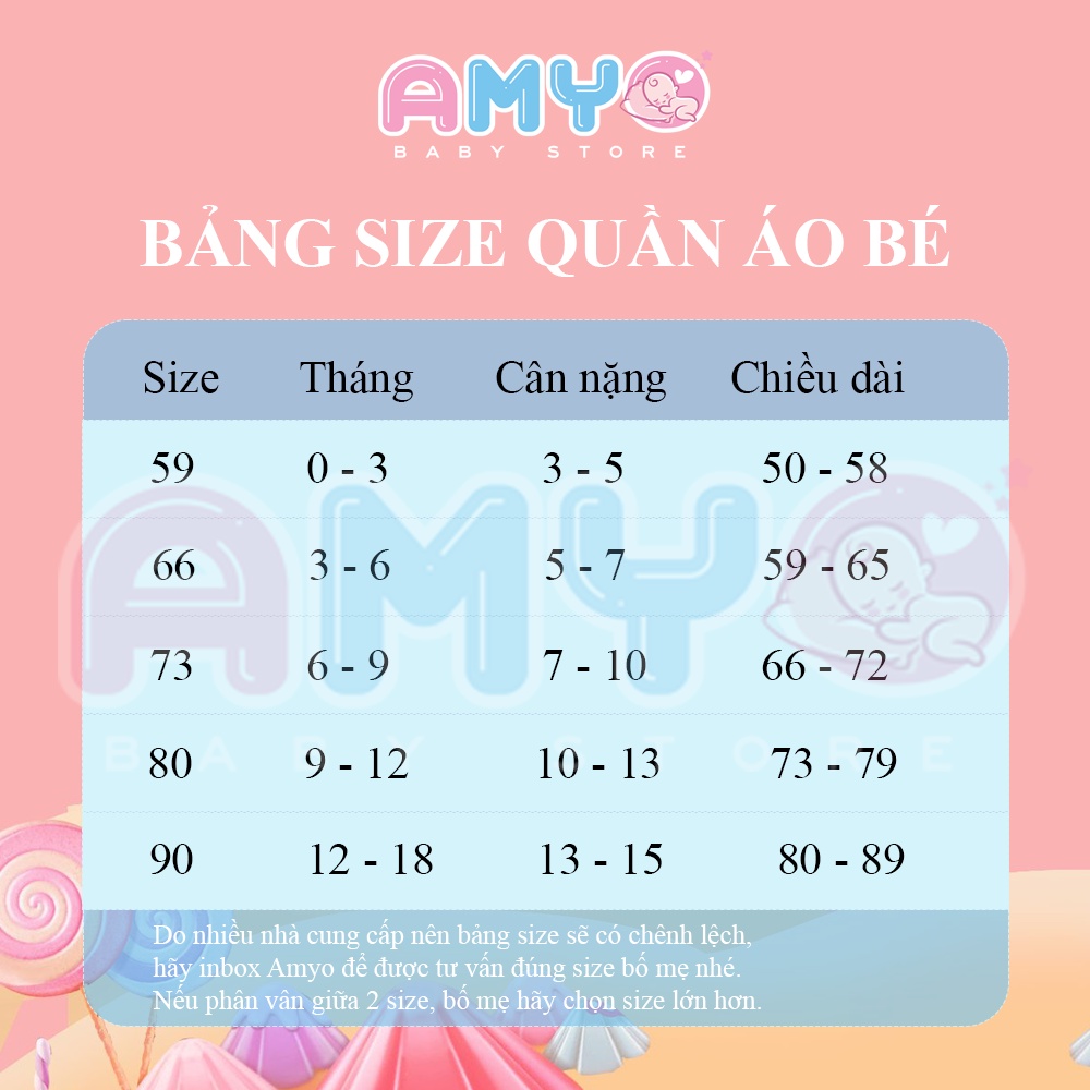 Bodysuit cho bé gái bé trai AMYO bộ body cho bé sơ sinh đầy tháng 3 6 9 12 tháng thôi nôi 11.BDS01.03-1