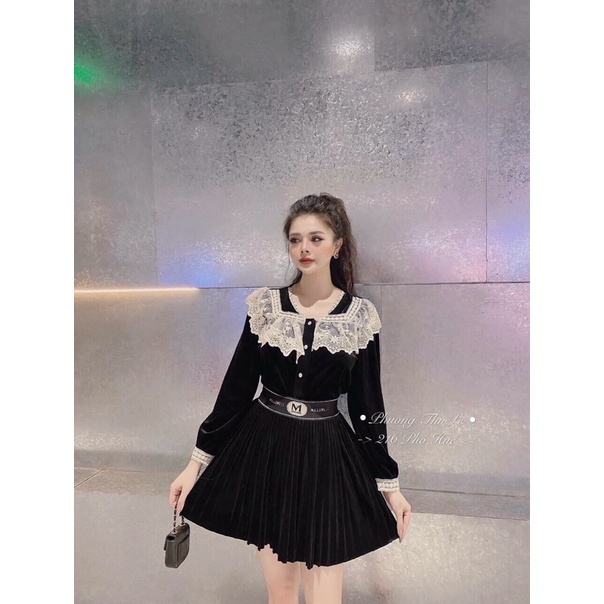 Áo Nhung cổ bèo ren