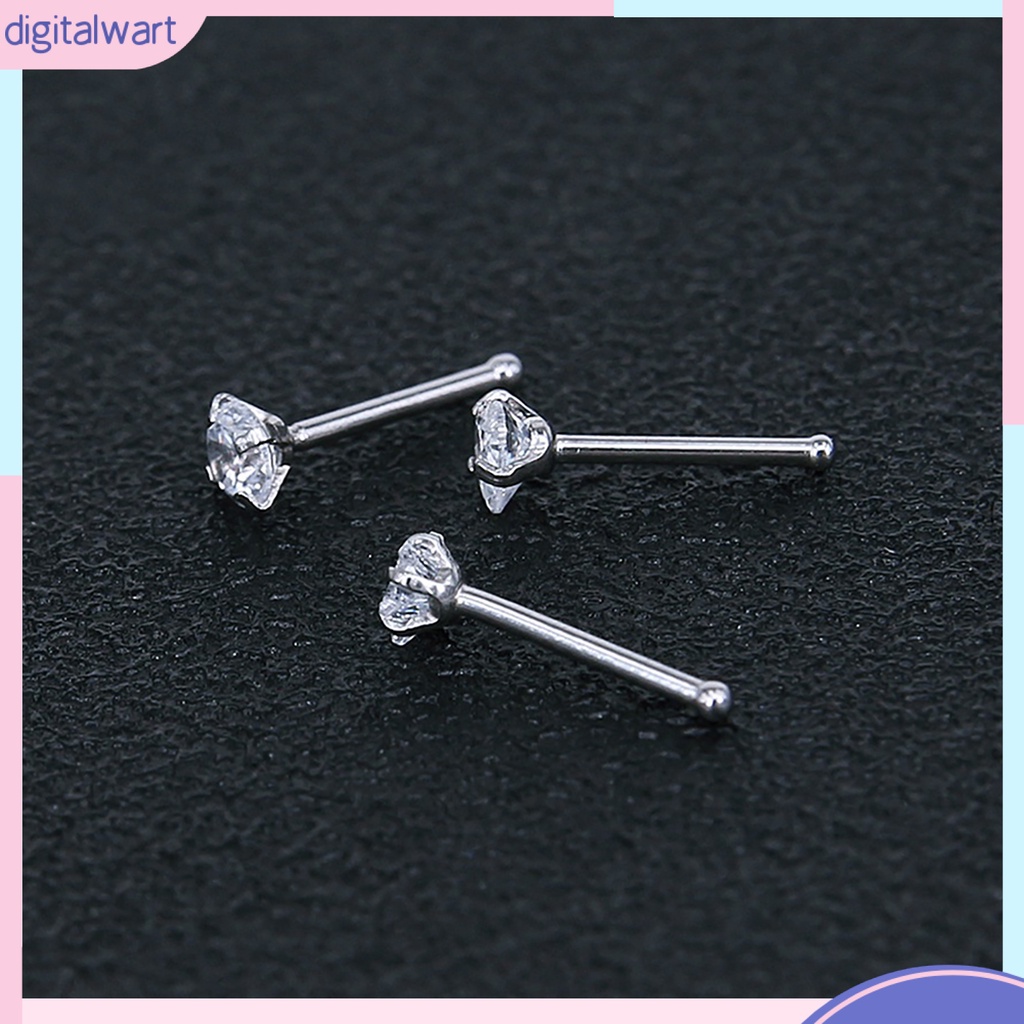 Set 3 Khuyên Mũi Bằng Thép Không Gỉ Đính Đá Cá Tính