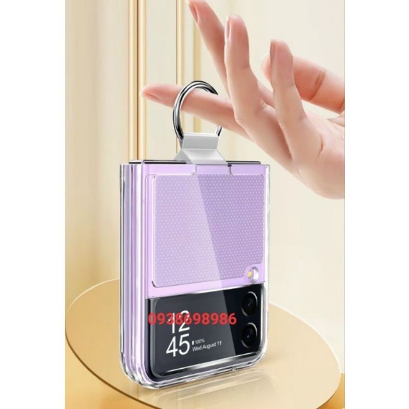 Ốp trong suốt có móc treo Samsung Z Flip 5/ Z Flip 4 / Z Flip 3 khoe màu máy