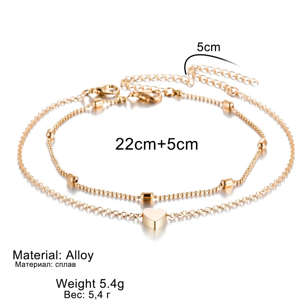 Set 2 Lắc Chân Màu Vàng/Bạc Đơn Giản Cho Nữ
